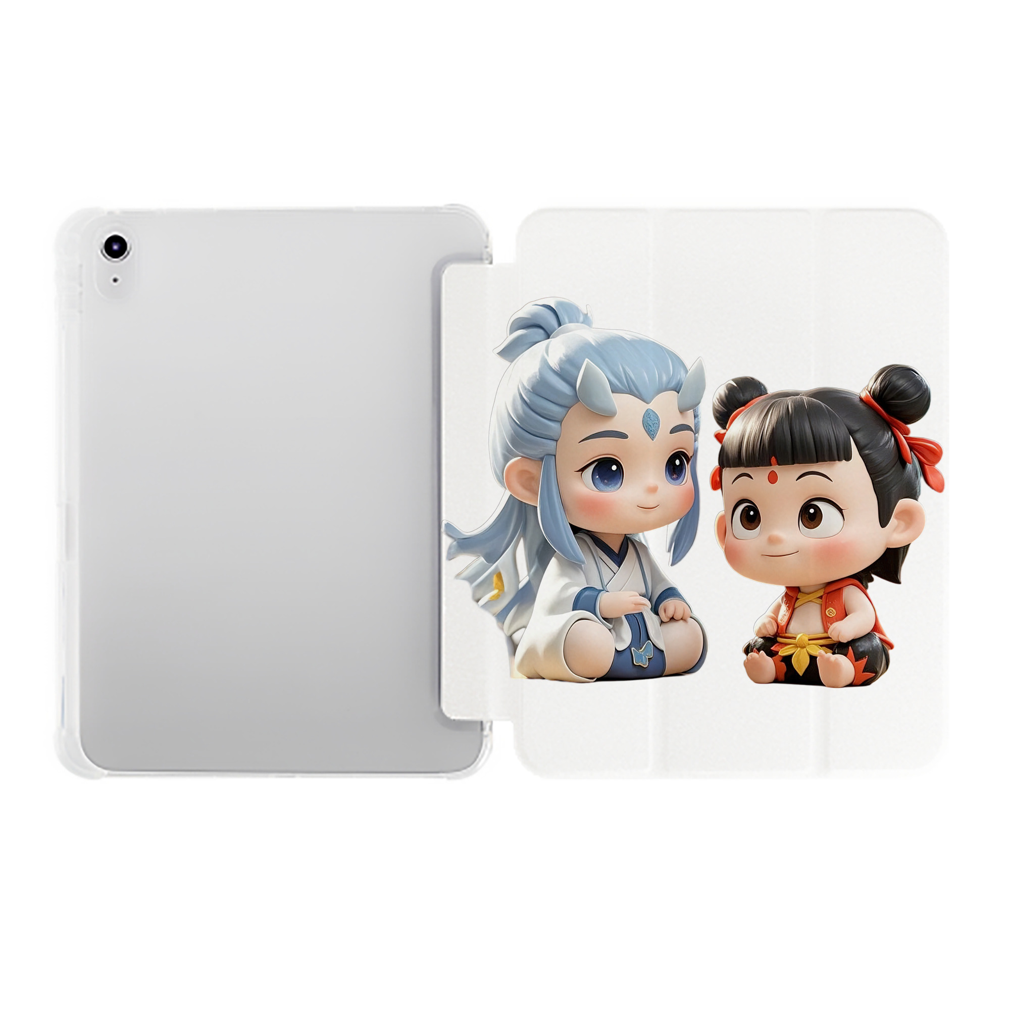 （画像用） Ne Zha 2 ナタ 魔童の大暴れ IPad ケース ペン収納付き 三つ折りスタンド PUレザー×シリコン 対応機種9.5/10.5/10.9インチ